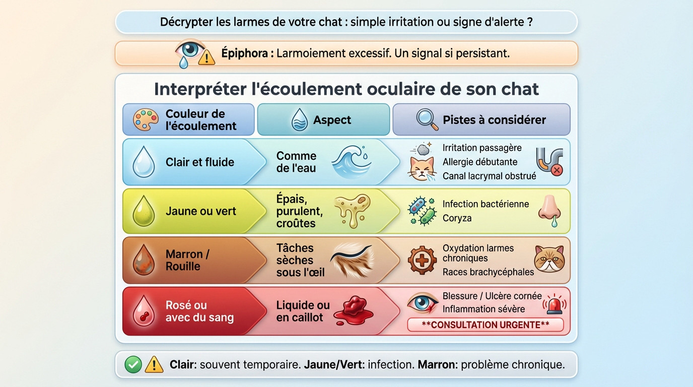Chat avec un écoulement oculaire nécessitant une inspection vétérinaire