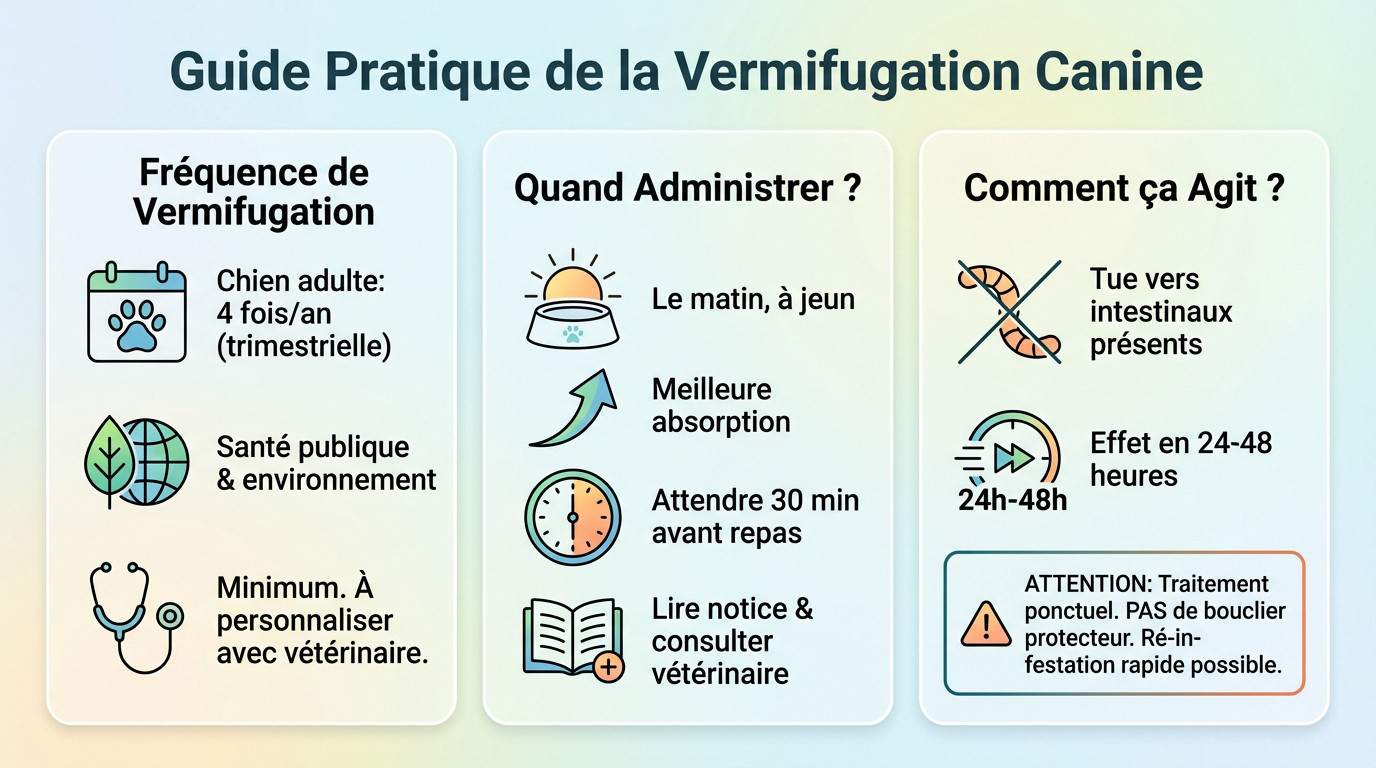 Vétérinaire expliquant la fréquence de vermifugation à un propriétaire de chien