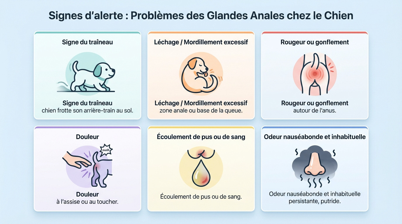 Chien présentant des signes d'inconfort liés aux glandes anales