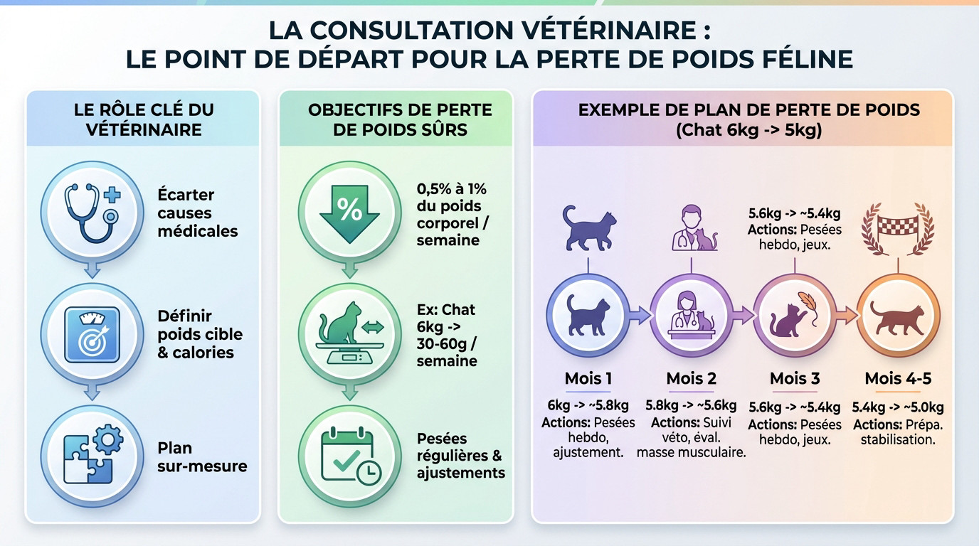 Tableau de suivi de perte de poids pour un chat : objectifs et actions vétérinaires