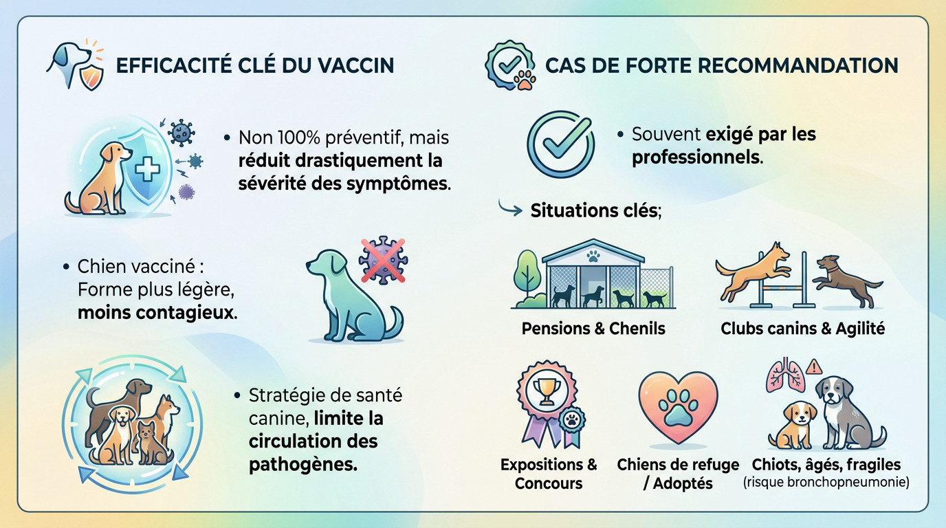 Chien protégé par le vaccin toux du chenil en collectivité